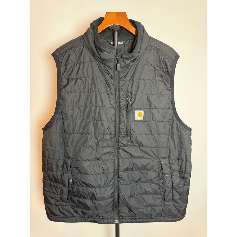 Carhartt Rain Defender Relaxed Fit Vest Mens XL Black Quilted Puffer OV2286-M